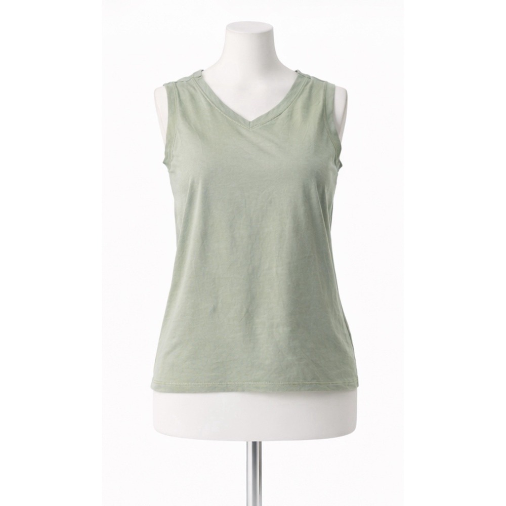 Skims Sage Sleeveless V Neck Tank Top Women XL Green Stretch Cotton Basic Summer